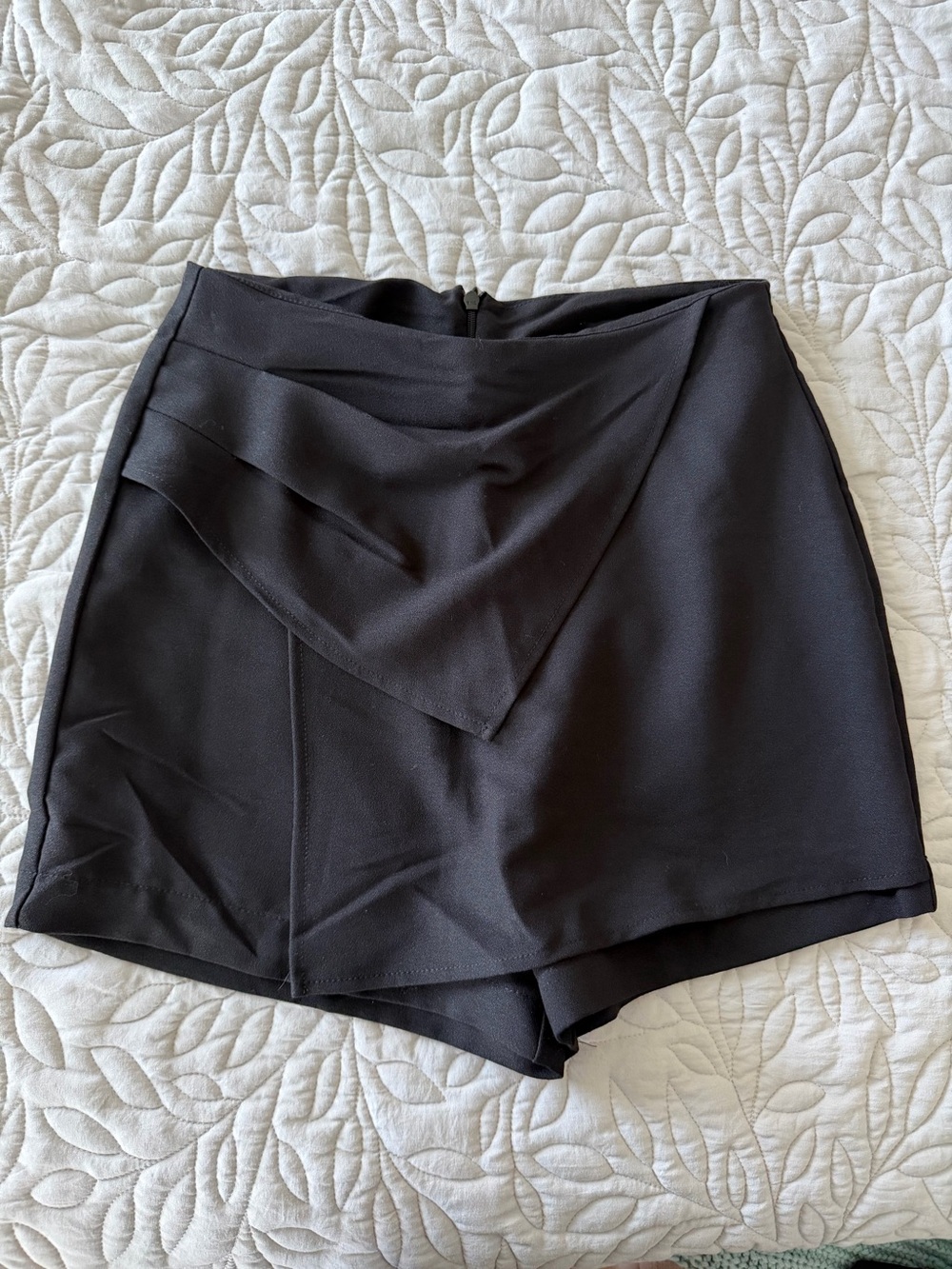 Fashion Nova Black Draped Skort Shorts
